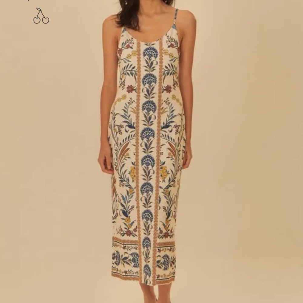 NWT Farm Rio Brasil - Vestido Midi Estampado Leveza Romântica (M)